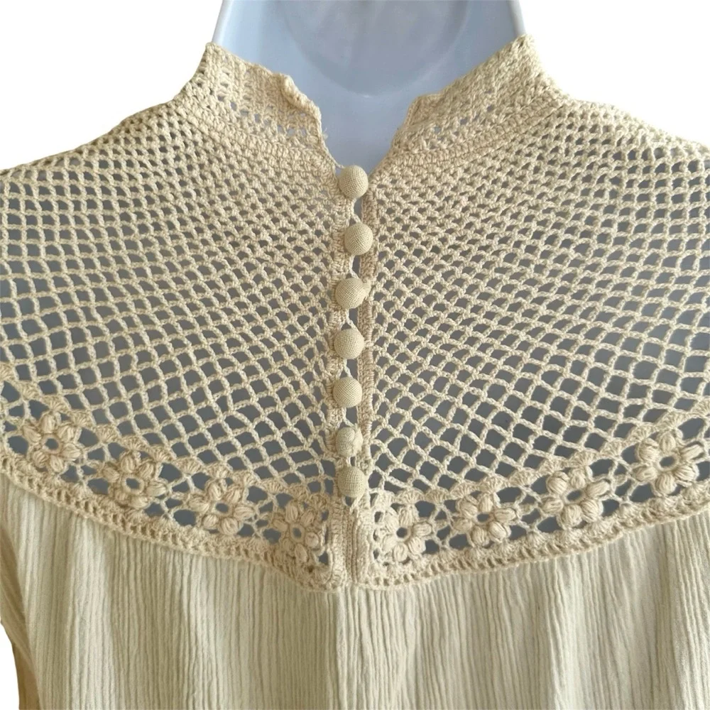 Balkan Antique Folk Crochet Cotton Dress - Picture 10 of 16